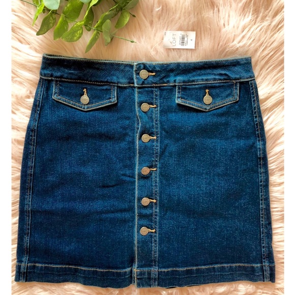 LOFT Button Front Denim Skirt - Picture 8 of 8